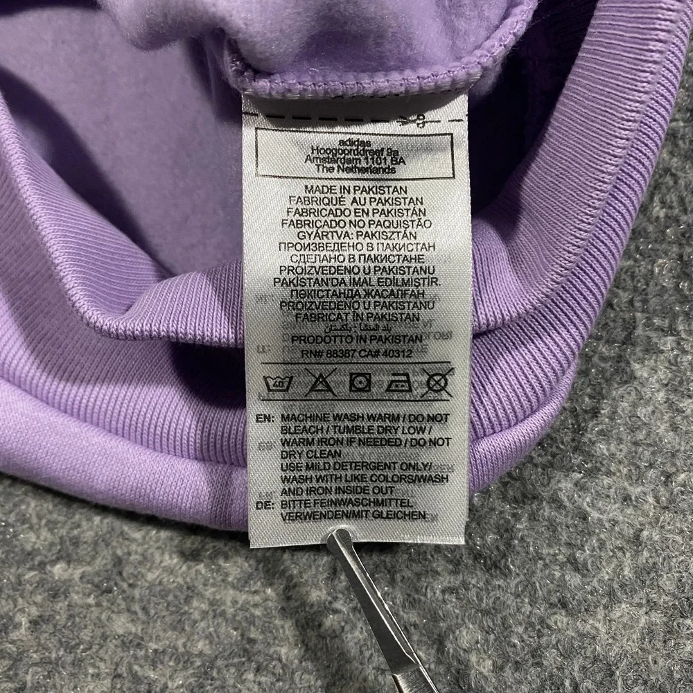 Adidas Trefoil Floral Logo Hoodie Womens L Pastel Purple Plum Pullover Fleece
